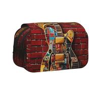 BNVSADC Note Guitar Printed Print Flip Top Double Layer Pencil Case - Large Capacity School Supplies Organizer for Students, Kids, Teens, Artists, Travel & Office Use