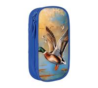 BNVSADC Oil Painting Duck Printed Pencil Case for Girls Boys, Large Capacity Pencil Pouch Cute Pencil Box Adult Makeup Bag with 2 Compartments, Blue