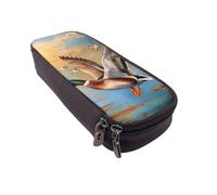 BNVSADC Oil Painting Duck Printed PU Leather Flip Pencil Case, Cute Pencil Box Pen Bag Stationery Organizer Makeup Bag for School Office Travel