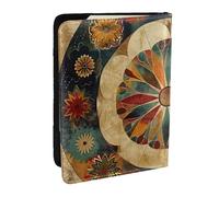 BNVSADC Old Medallion Pattern Printed Passport Holder Travel PU Leather Passport Cover Case Organiser for Men Women, 6.5 inch