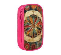 BNVSADC Old Medallion Pattern Printed Pencil Case for Girls Boys, Large Capacity Pencil Pouch Cute Pencil Box Adult Makeup Bag with 2 Compartments, Pink