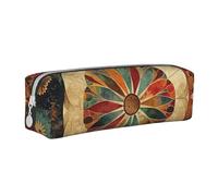 BNVSADC Old Medallion Pattern Printed Pencil Case Leather Pencil Pouch Cute Stationery Pencil Pen Bag with Zipper for School Office Travel