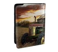 BNVSADC Old Tractor Photo Farm Printed Passport Holder Travel PU Leather Passport Cover Case Organiser for Men Women, 6.5 inch