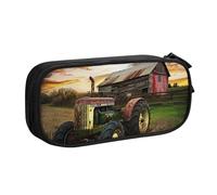 BNVSADC Old Tractor Photo Farm Printed Pencil Case Large Pen Bag Cute Pencil Box Pouch Office School Stationery Organizer for Girls Boys, Black