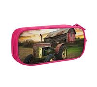 BNVSADC Old Tractor Photo Farm Printed Pencil Case Large Pen Bag Cute Pencil Box Pouch Office School Stationery Organizer for Girls Boys, Pink