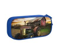 BNVSADC Old Tractor Photo Farm Printed Pencil Case Large Pen Bag Cute Pencil Box Pouch Office School Stationery Organizer for Girls Boys, Blue