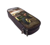 BNVSADC Old Tractor Photo Farm Printed PU Leather Flip Pencil Case, Cute Pencil Box Pen Bag Stationery Organizer Makeup Bag for School Office Travel