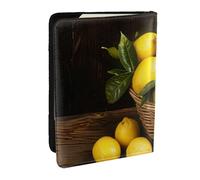 BNVSADC One Basket Lemons Printed Passport Holder Travel PU Leather Passport Cover Case Organiser for Men Women, 6.5 inch