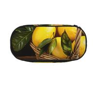 BNVSADC One Basket Lemons Printed Pencil Case Cute Pencil Bag Pen Pouch Large Stationery Organizer Makeup Bag for Teen Boys Girls School Students Office