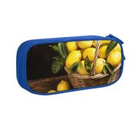 BNVSADC One Basket Lemons Printed Pencil Case Large Pen Bag Cute Pencil Box Pouch Office School Stationery Organizer for Girls Boys, Blue