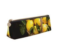 BNVSADC One Basket Lemons Printed Triangle Pencil Case Leather Pencil Pouch Cute Stationery Pencil Pen Bag for School Office Travel