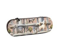 BNVSADC Oodles of Poodles Printed Leather Pencil Pen Case & Makeup Bag - Stylish Hard Shell Pencil Bag Stationery Organizer Pouch for School Office Travel