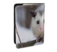 BNVSADC Opossum in Snow Printed Passport Holder Travel PU Leather Passport Cover Case Organiser for Men Women, 6.5 inch
