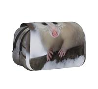 BNVSADC Opossum in Snow Printed Print Flip Top Double Layer Pencil Case - Large Capacity School Supplies Organizer for Students, Kids, Teens, Artists, Travel & Office Use