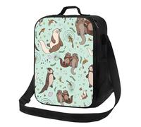 BNVSADC Otters Print Insulated Lunch Bag Tote Bag for Women Men Reusable Lunch Cooler Bag with Shoulder Strap for Office School Picnic Beach