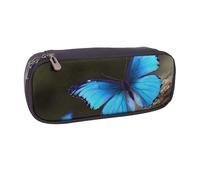 BNVSADC Outdoor Beautiful Blue Butterfly Printed Leather Pencil Pen Case & Makeup Bag - Stylish Pencil Bag Stationery Organizer Pouch for School Office Travel