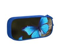 BNVSADC Outdoor Beautiful Blue Butterfly Printed Pencil Case Large Pen Bag Cute Pencil Box Pouch Office School Stationery Organizer for Girls Boys, Blue