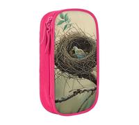 BNVSADC Outdoor Bird Home Printed Pencil Case for Girls Boys, Large Capacity Pencil Pouch Cute Pencil Box Adult Makeup Bag with 2 Compartments, Pink