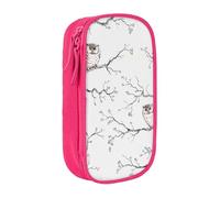 BNVSADC Owl Tree Branches Printed Pencil Case for Girls Boys, Large Capacity Pencil Pouch Cute Pencil Box Adult Makeup Bag with 2 Compartments, Pink