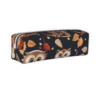 BNVSADC Owls on Tree Branche Printed Pencil Case Leather Pencil Pouch Cute Stationery Pencil Pen Bag with Zipper for School Office Travel