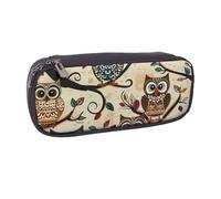 BNVSADC Owls on Tree Branches Printed Leather Pencil Pen Case & Makeup Bag - Stylish Pencil Bag Stationery Organizer Pouch for School Office Travel