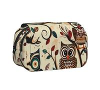 BNVSADC Owls on Tree Branches Printed Print Flip Top Double Layer Pencil Case - Large Capacity School Supplies Organizer for Students, Kids, Teens, Artists, Travel & Office Use