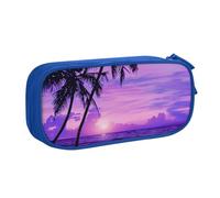 BNVSADC Palm Tree Purple Sunset Printed Pencil Case Large Pen Bag Cute Pencil Box Pouch Office School Stationery Organizer for Girls Boys, Blue