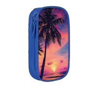 BNVSADC Palm Tree Sunset Printed Pencil Case for Girls Boys, Large Capacity Pencil Pouch Cute Pencil Box Adult Makeup Bag with 2 Compartments, Blue