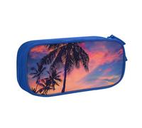 BNVSADC Palm Tree Sunset Printed Pencil Case Large Pen Bag Cute Pencil Box Pouch Office School Stationery Organizer for Girls Boys, Blue