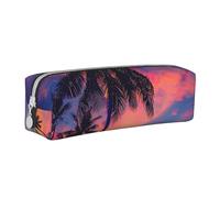 BNVSADC Palm Tree Sunset Printed Pencil Case Leather Pencil Pouch Cute Stationery Pencil Pen Bag with Zipper for School Office Travel