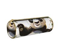 BNVSADC Panda 1 Printed Round Pencil Case Leather Pencil Pouch Cute Stationery Pencil Pen Bag for School Office Travel