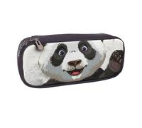 BNVSADC Panda Art Printed Leather Pencil Pen Case & Makeup Bag - Stylish Pencil Bag Stationery Organizer Pouch for School Office Travel