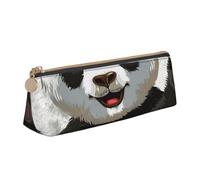 BNVSADC Panda Art Printed Triangle Pencil Case Leather Pencil Pouch Cute Stationery Pencil Pen Bag for School Office Travel