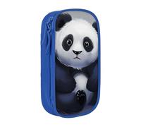 BNVSADC Panda Printed Pencil Case for Girls Boys, Large Capacity Pencil Pouch Cute Pencil Box Adult Makeup Bag with 2 Compartments, Blue
