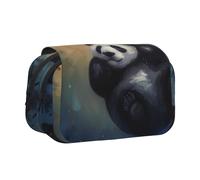 BNVSADC Panda Printed Print Flip Top Double Layer Pencil Case - Large Capacity School Supplies Organizer for Students, Kids, Teens, Artists, Travel & Office Use