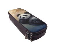BNVSADC Panda Printed PU Leather Flip Pencil Case, Cute Pencil Box Pen Bag Stationery Organizer Makeup Bag for School Office Travel