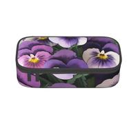 BNVSADC Pansies Flower Printed Pencil Case Cute Pencil Box Bag Pen Pouch Office School Stationery Organizer for School Travel Work