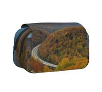 BNVSADC Parkway Mountains Printed Print Flip Top Double Layer Pencil Case - Large Capacity School Supplies Organizer for Students, Kids, Teens, Artists, Travel & Office Use