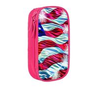 BNVSADC Patriotic 4th of July American Flag Printed Pencil Case for Girls Boys, Large Capacity Pencil Pouch Cute Pencil Box Adult Makeup Bag with 2 Compartments, Pink