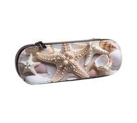BNVSADC Pearls Seashell Theme Printed Leather Pencil Pen Case & Makeup Bag - Stylish Hard Shell Pencil Bag Stationery Organizer Pouch for School Office Travel