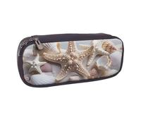 BNVSADC Pearls Seashell Theme Printed Leather Pencil Pen Case & Makeup Bag - Stylish Pencil Bag Stationery Organizer Pouch for School Office Travel