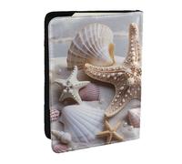 BNVSADC Pearls Seashell Theme Printed Passport Holder Travel PU Leather Passport Cover Case Organiser for Men Women, 6.5 inch