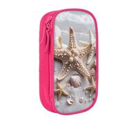 BNVSADC Pearls Seashell Theme Printed Pencil Case for Girls Boys, Large Capacity Pencil Pouch Cute Pencil Box Adult Makeup Bag with 2 Compartments, Pink
