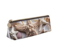 BNVSADC Pearls Seashell Theme Printed Triangle Pencil Case Leather Pencil Pouch Cute Stationery Pencil Pen Bag for School Office Travel