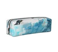 BNVSADC Penguin on The Iceberg Printed Pencil Case Leather Pencil Pouch Cute Stationery Pencil Pen Bag with Zipper for School Office Travel