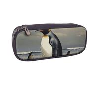 BNVSADC Penguin Printed Leather Pencil Pen Case & Makeup Bag - Stylish Pencil Bag Stationery Organizer Pouch for School Office Travel