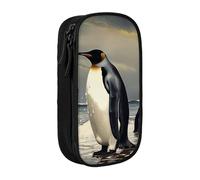 BNVSADC Penguin Printed Pencil Case for Girls Boys, Large Capacity Pencil Pouch Cute Pencil Box Adult Makeup Bag with 2 Compartments, Black