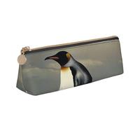 BNVSADC Penguin Printed Triangle Pencil Case Leather Pencil Pouch Cute Stationery Pencil Pen Bag for School Office Travel