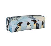 BNVSADC Penguins on The Iceberg Printed Pencil Case Leather Pencil Pouch Cute Stationery Pencil Pen Bag with Zipper for School Office Travel