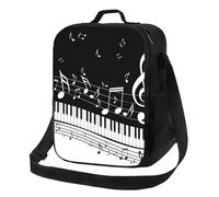 BNVSADC Piano Keys with Musical Notes Print Insulated Lunch Bag Tote Bag for Women Men Reusable Lunch Cooler Bag with Shoulder Strap for Office School Picnic Beach